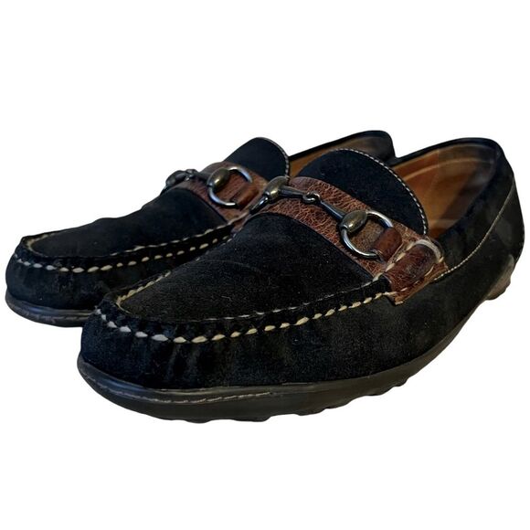 MARTIN DINGMAN BILL SAFARI KUDU Black SUEDE HORSE BIT LOAFERS Women’s Sz 8.5M - Picture 3 of 16
